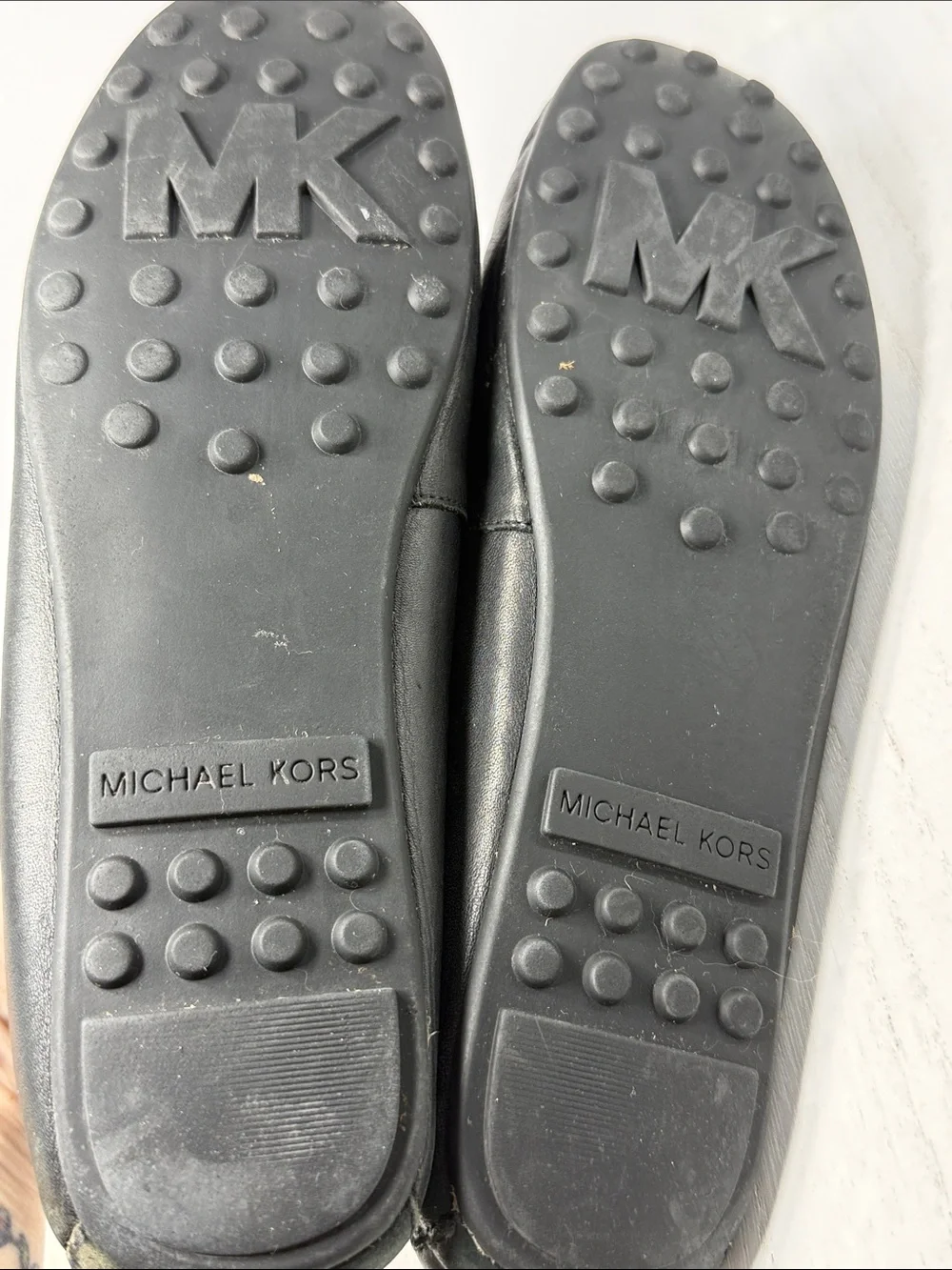 Michael Kors Metallic Silver and Black Leather Flats
